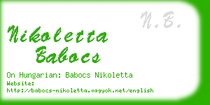 nikoletta babocs business card